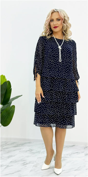 🥰👗【S-5XL】Nowa elegancka luźna sukienka w groszki