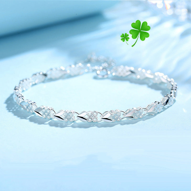 💖🍀Nowa bransoletka Love Fashion 925 Silver Four-Leaf Clover dla kobiet_3880904