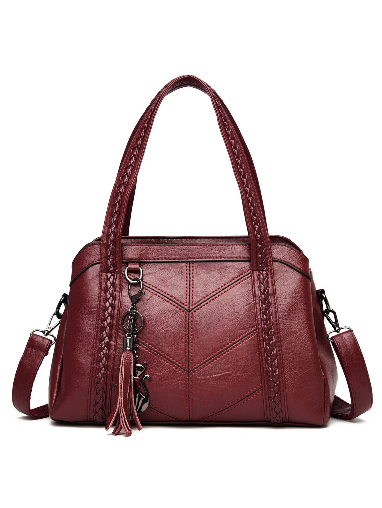 👜💟【50% ZNIŻKI】Torba ze skóry bydlęcej, torebka, duża pojemność, trzy przegrody, wodoodporna i odporna na zarysowania