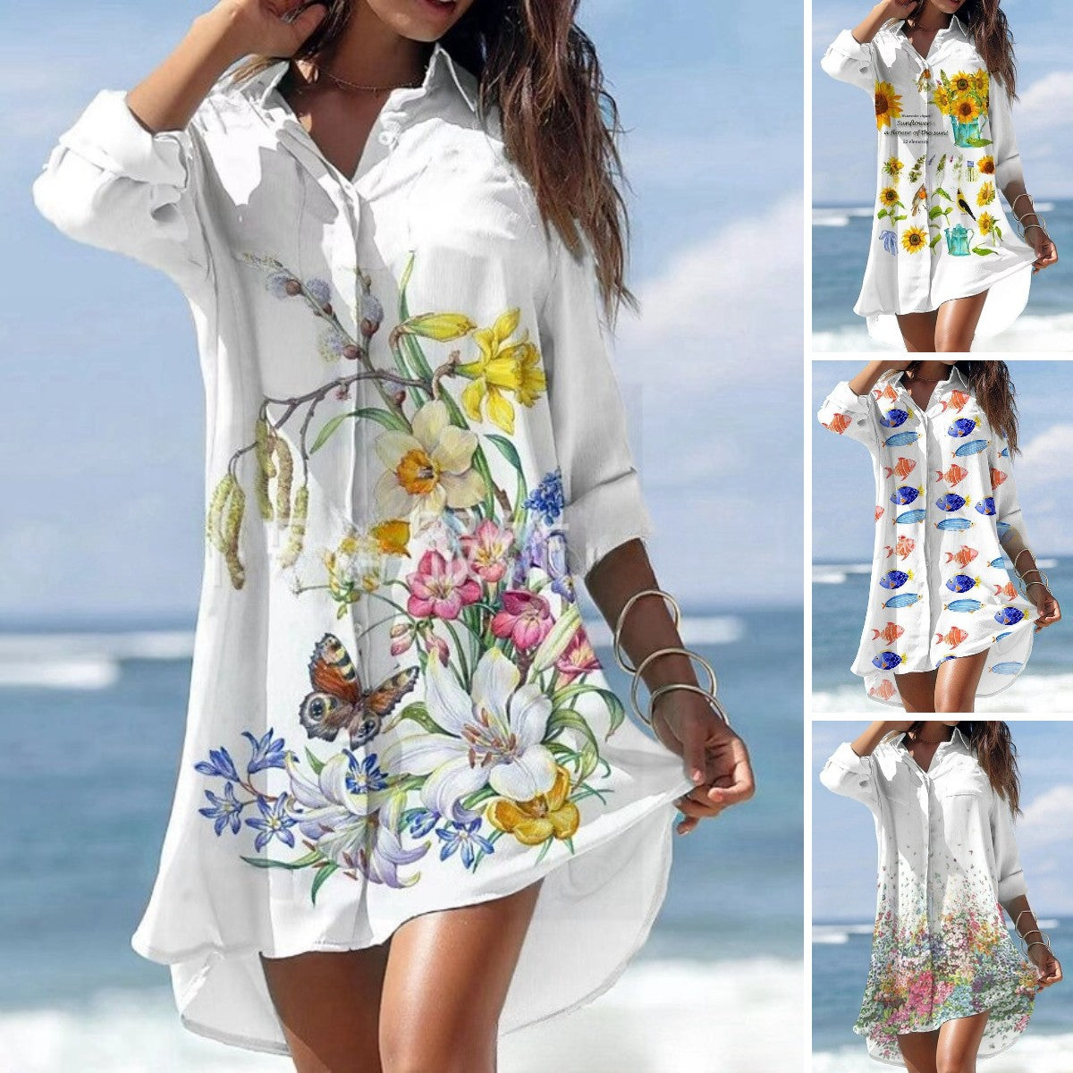🔥🥰🌻【S-3XL】2025 Nowa sukienka koszulowa w kwiaty