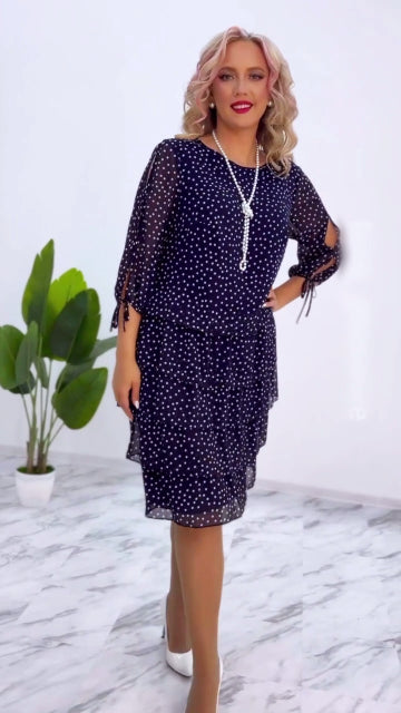 🥰👗【S-5XL】Nowa elegancka luźna sukienka w groszki
