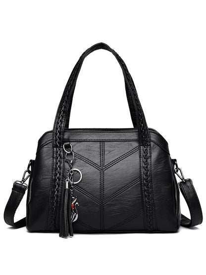 👜💟【50% ZNIŻKI】Torba ze skóry bydlęcej, torebka, duża pojemność, trzy przegrody, wodoodporna i odporna na zarysowania