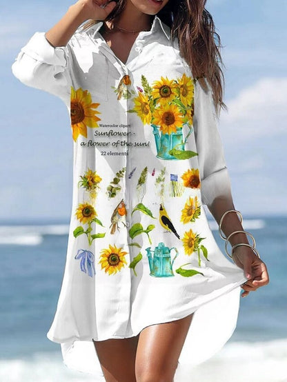 🔥🥰🌻【S-3XL】2025 Nowa sukienka koszulowa w kwiaty