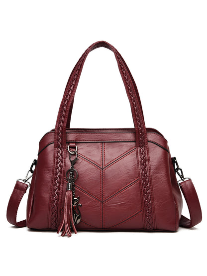 👜💟【50% ZNIŻKI】Torba ze skóry bydlęcej, torebka, duża pojemność, trzy przegrody, wodoodporna i odporna na zarysowania