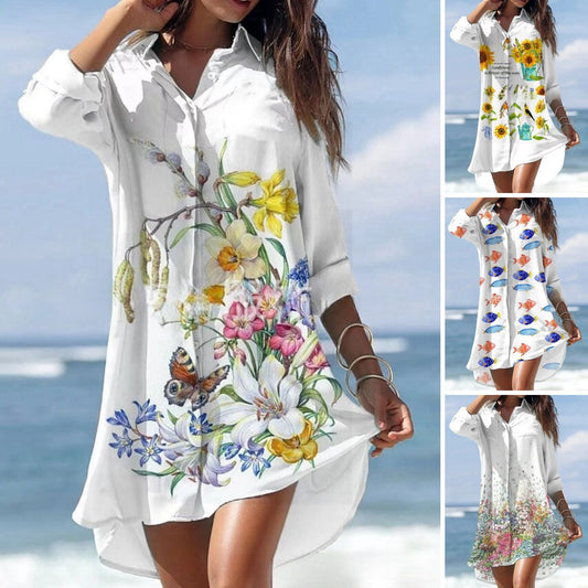 🔥🥰🌻【S-3XL】2025 Nowa sukienka koszulowa w kwiaty